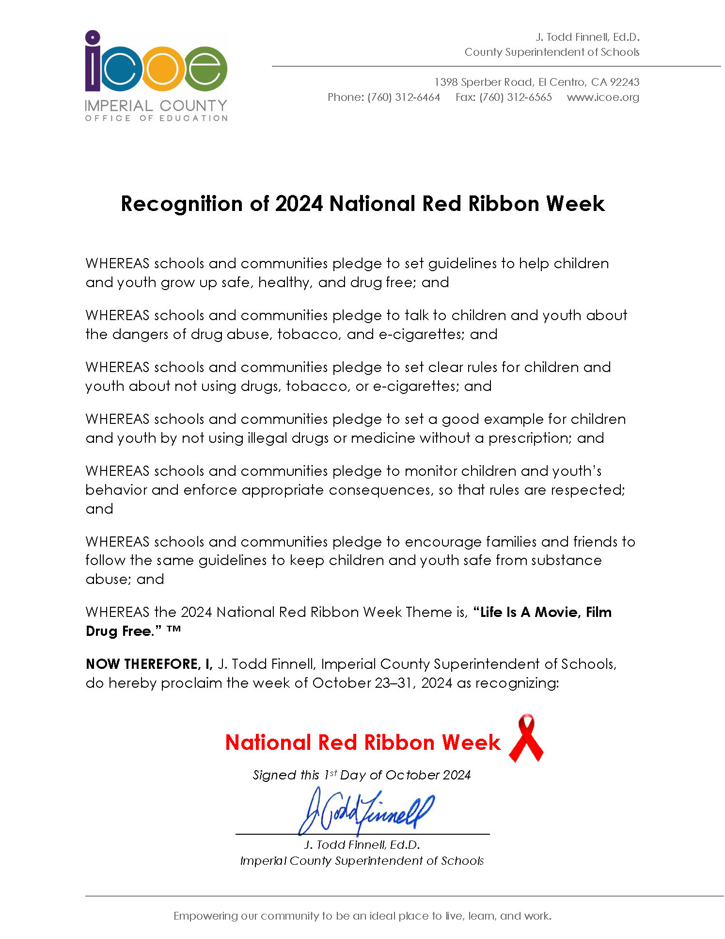 2024 Red Ribbon Proclamation