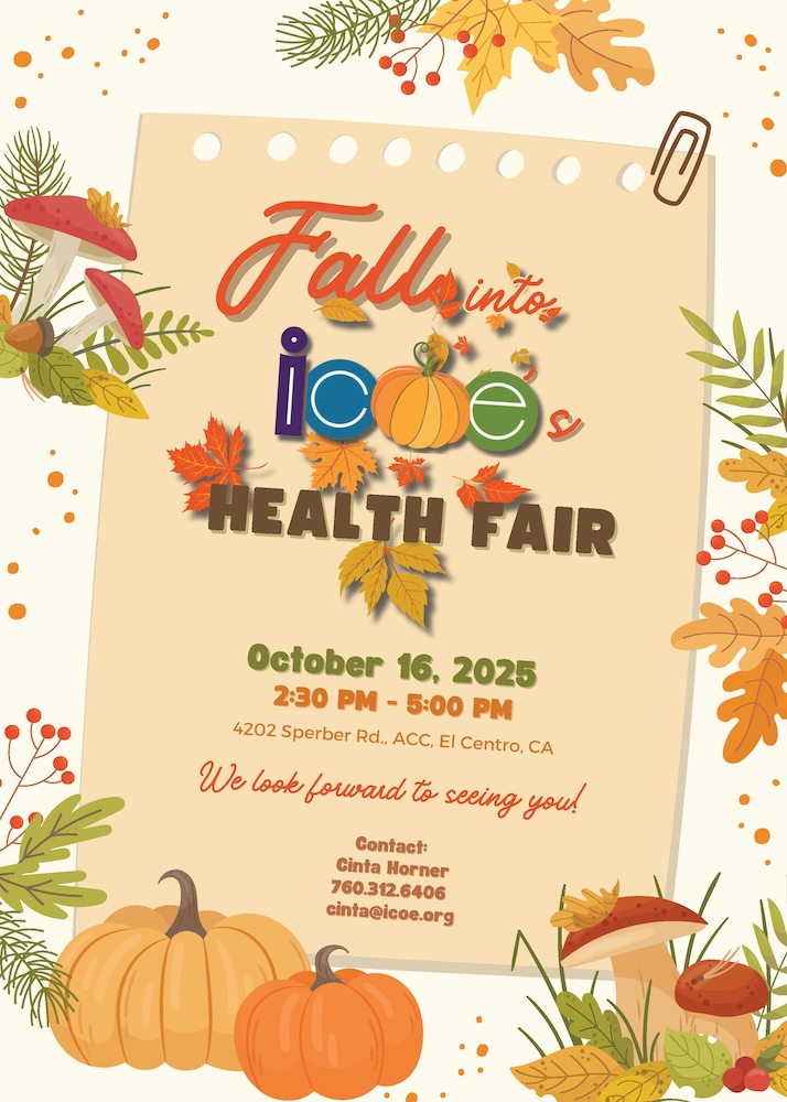 ICOE Health Fair 2025 Flyer, October 16,2025
2:30pm - 5:00pm At the ACC (Building E)