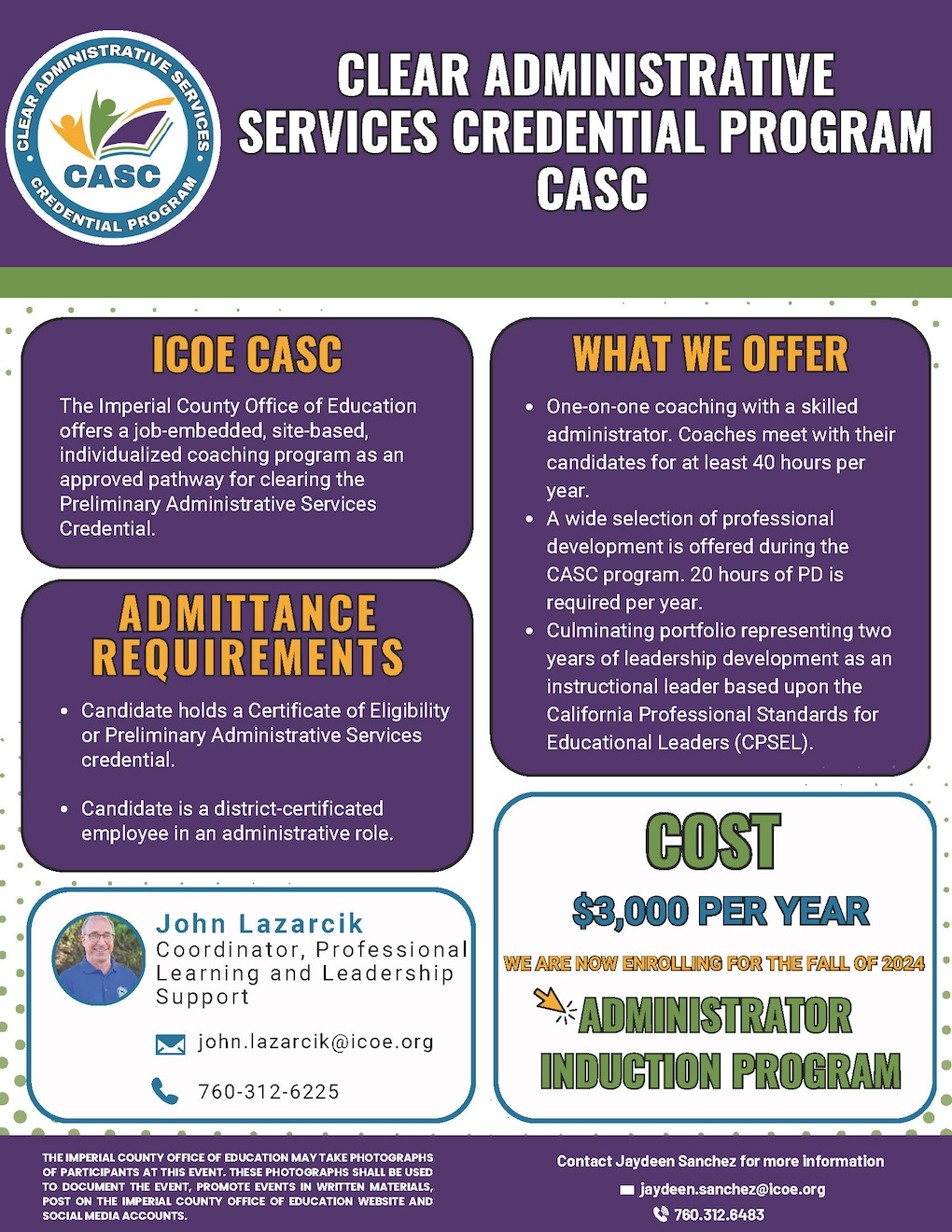 Clear Administrative Services Credential Induction Program (CASC) Flyer