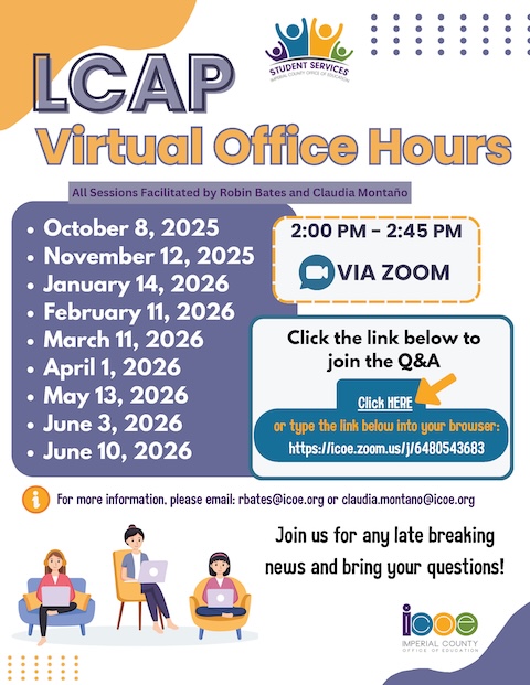 LCAP Virtual Office Hours 2025-26 Flyer