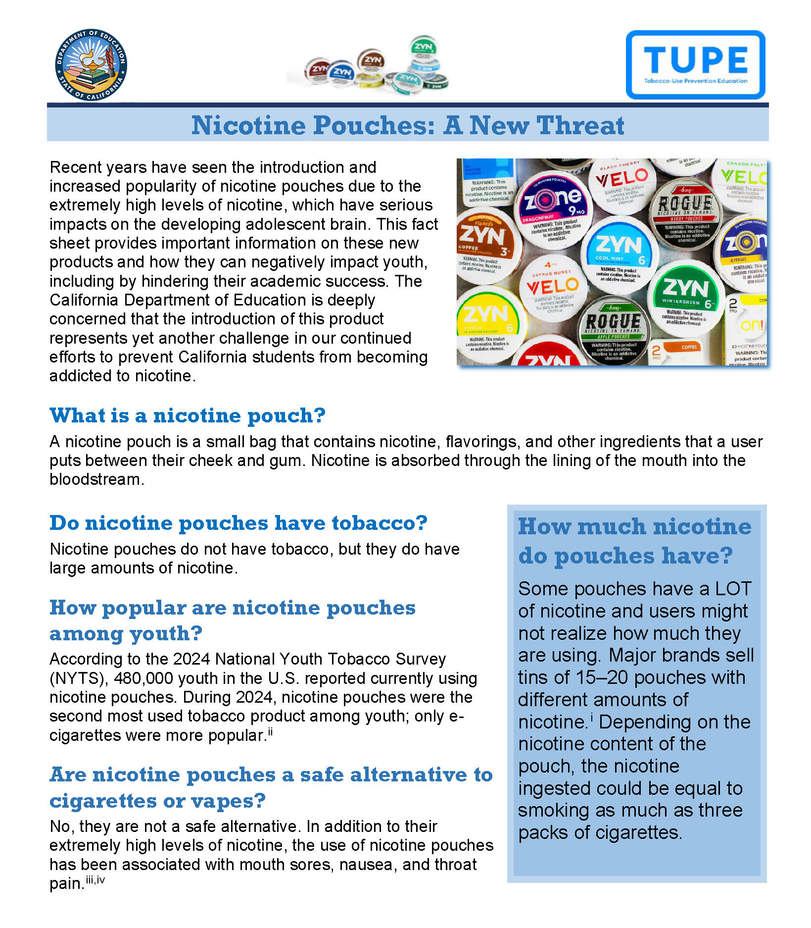 Nicotine Pouches: A New Threat Flyer