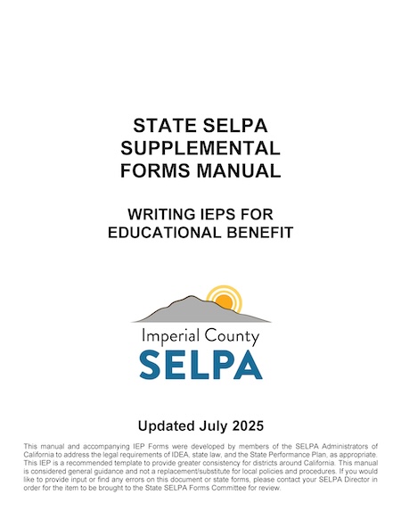 State SELPA Supplemental Forms Manual - Updated July 2025